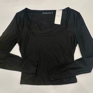 Abercrombie & Fitch Soft Matte Seamless Long-Sleeve Squareneck Top Small NWT